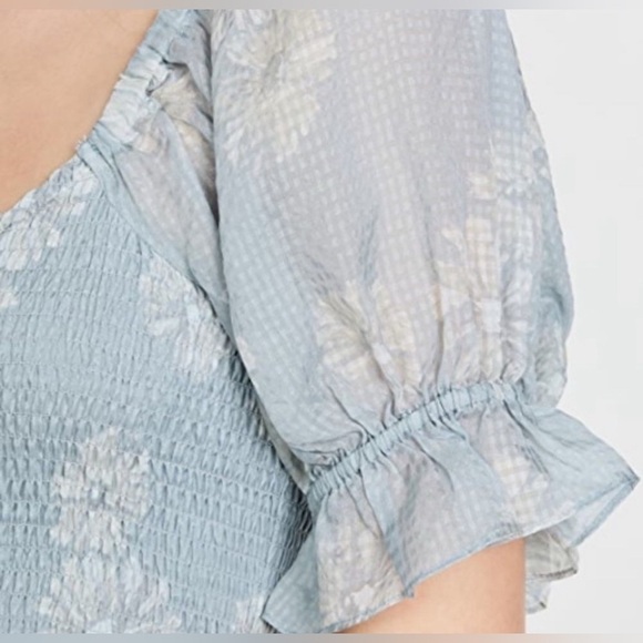 Madewell Silk Lucie Smocked Mini Dress in Moody Blue size XL - Picture 4 of 14